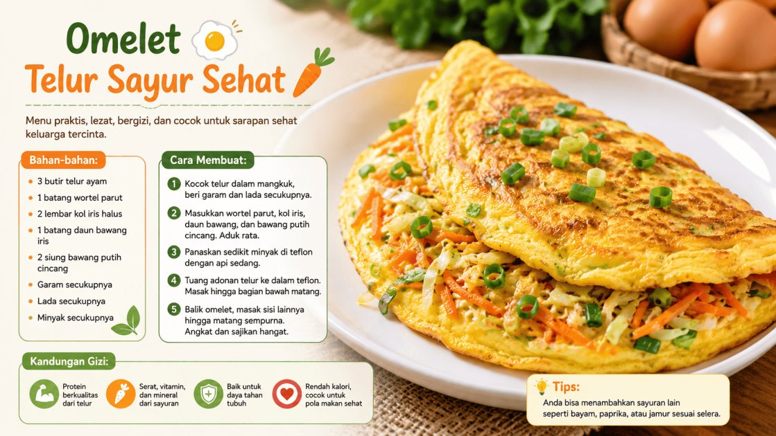 Omelet Telur Sayur Sehat 🥚🥕