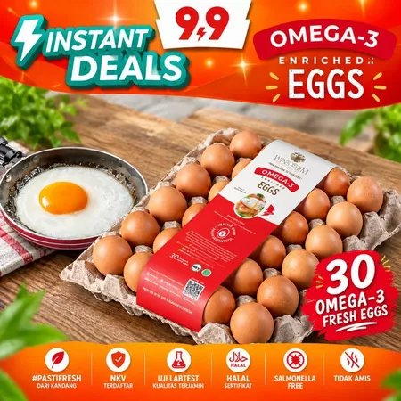 9.9 Wins Farm | KIRIM INSTAN SBY SDA | Telur Ayam OMEGA Asli Bebas Salmonella